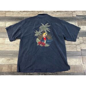 Eagle Dry Goods Co. Signature Series 100% Silk Blue Hawaiian‎ Shirt XL